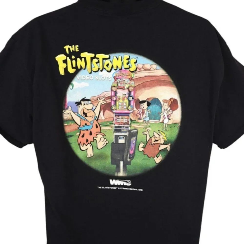 The Flintstones T Shirt Mens Size XL Black Video Slots Hanna Barbera Cartoon